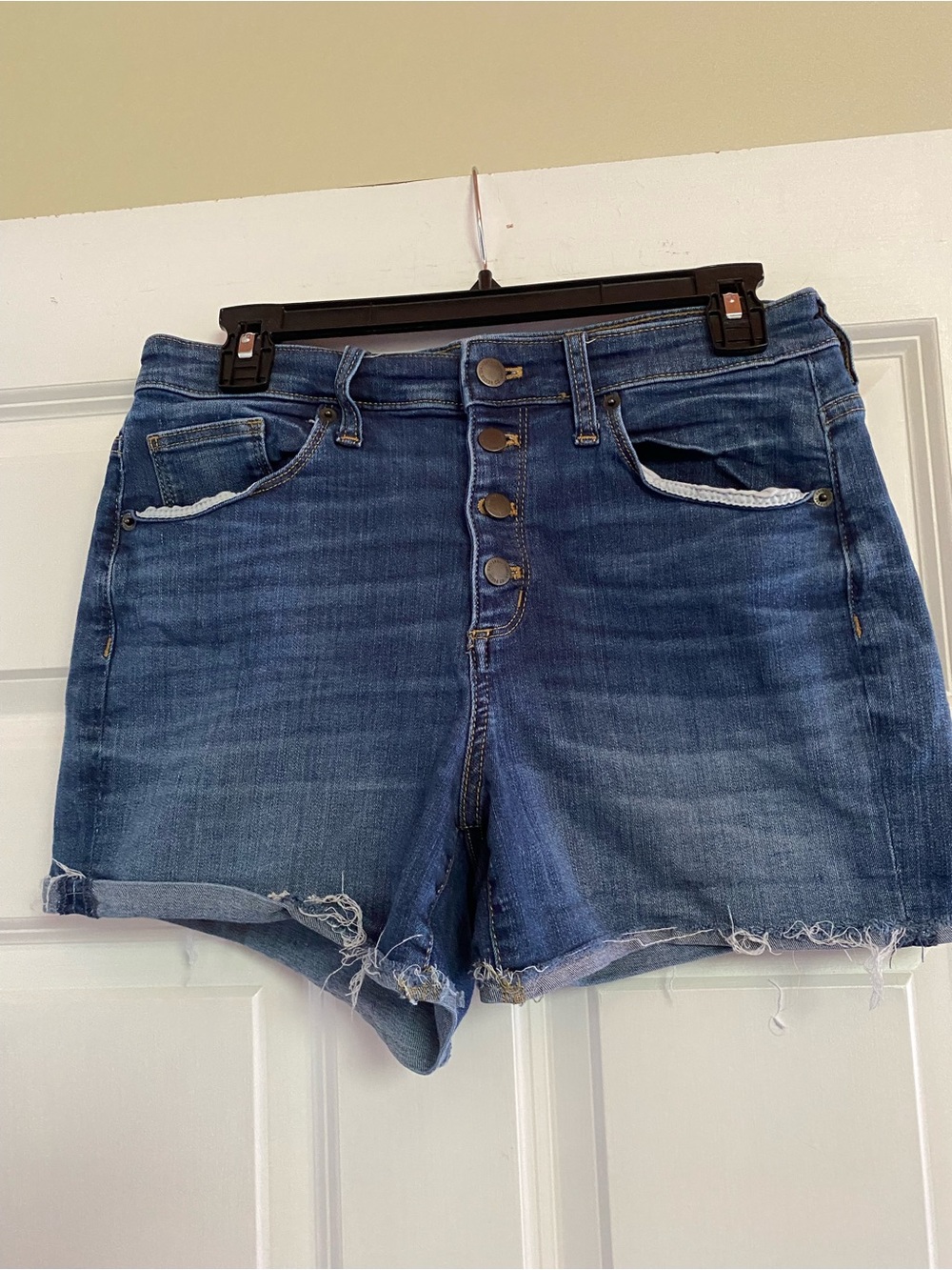 Universal Thread Dark Blue High-Rise Button-Fly Denim Shorts